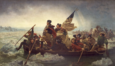 graphic showing Washingon standing in open boat